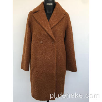 Zimowy dzianinowy płaszcz dla kobiet wielbłąda